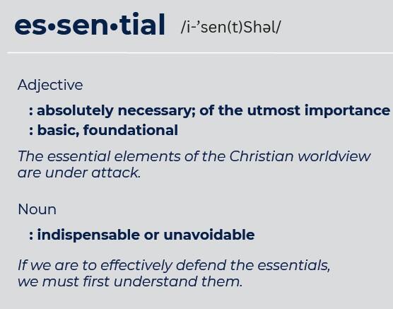Graphic with definition of essential