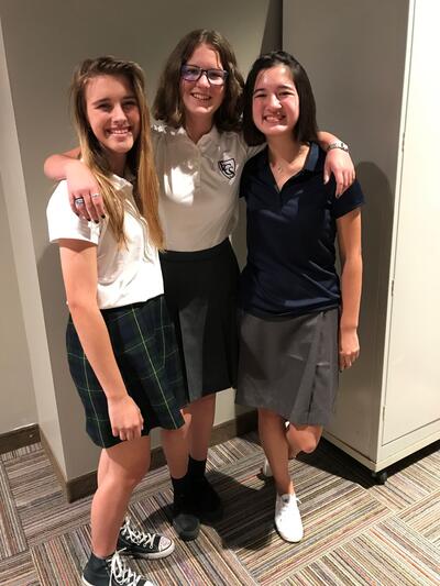 Three girls in uniforms
